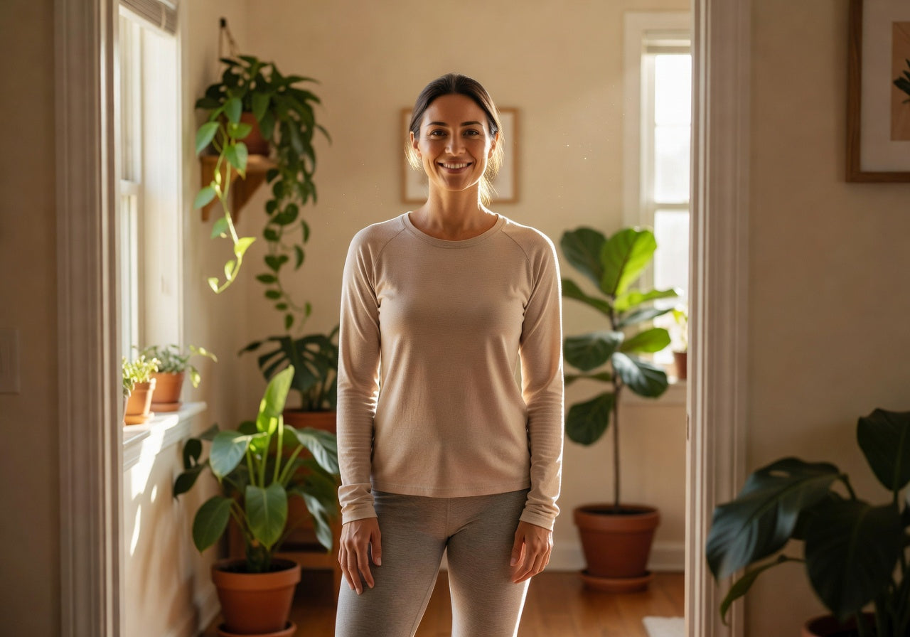 Confident mother calmly setting healthy boundaries at home, representing emotional balance and guilt-free parenting