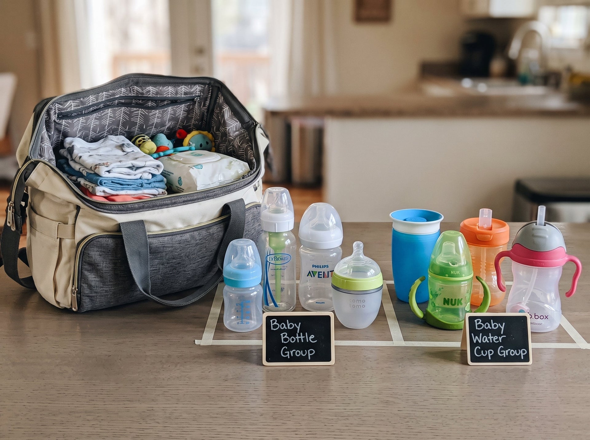 Plan a Baby Bottle and Cup Travel Kit by Bag Space