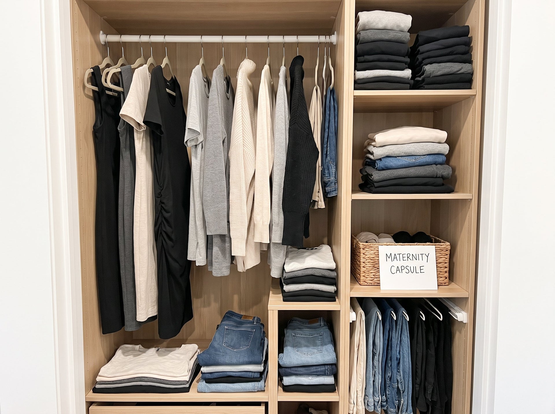 A Maternity Capsule Wardrobe for a Small Closet