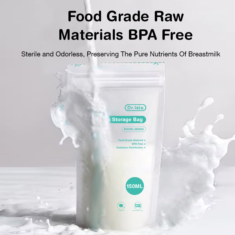 Gesloten bewaarzak voor moedermelk