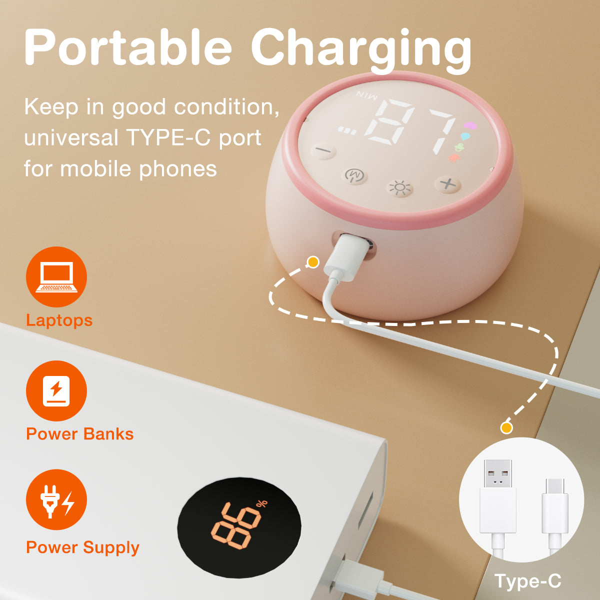 Tire-lait portable avec veilleuse 